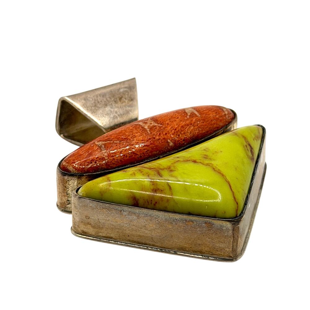 Vintage Y2K D. Troutman Sterling Gaspeite Sponge Coral Signed Pendant